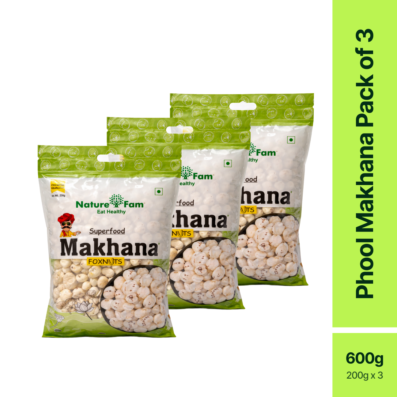 Naturefam Phool Makhana Pack of 3x200g (600g)