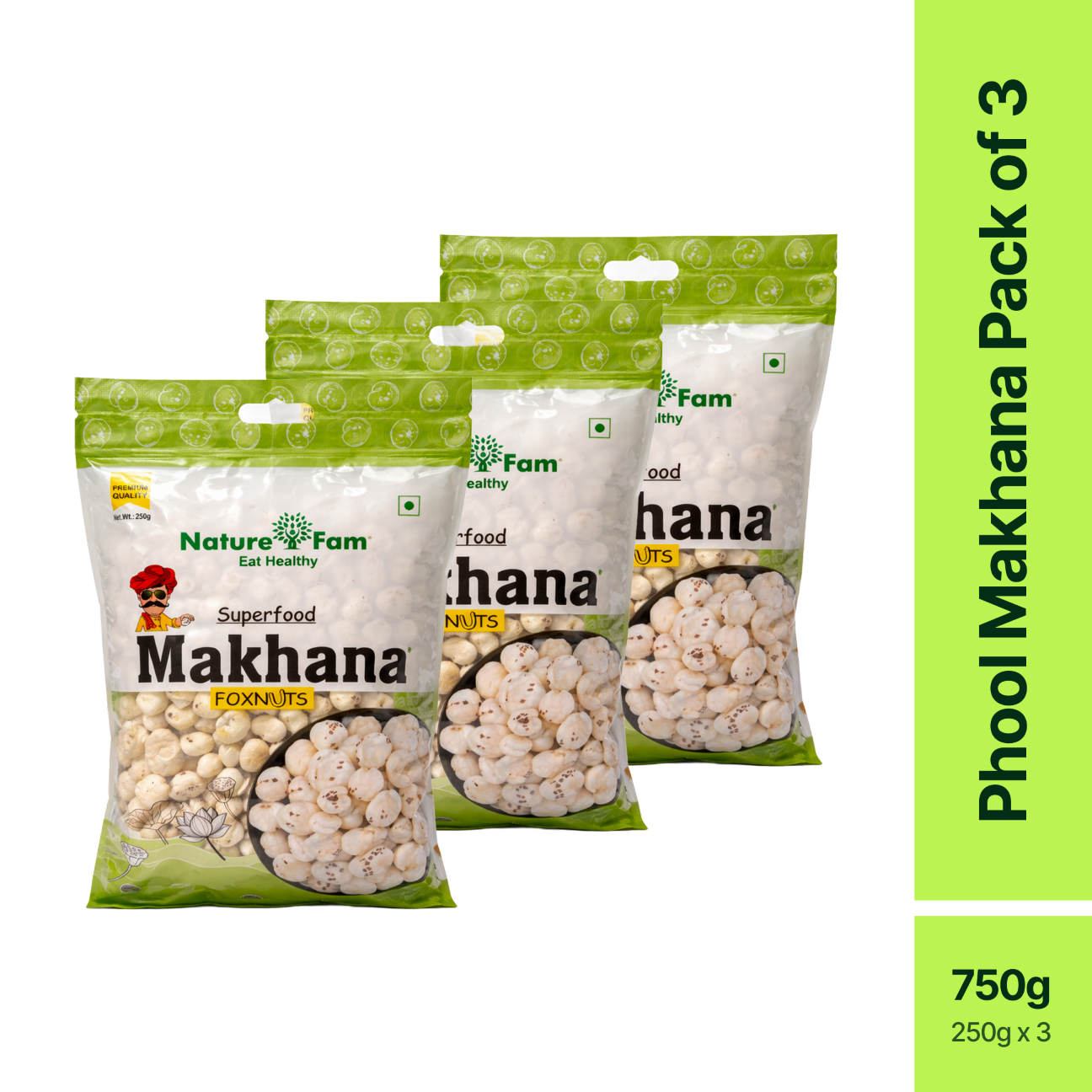 Naturefam Phool Makhana Pack of 3x250g (750g)