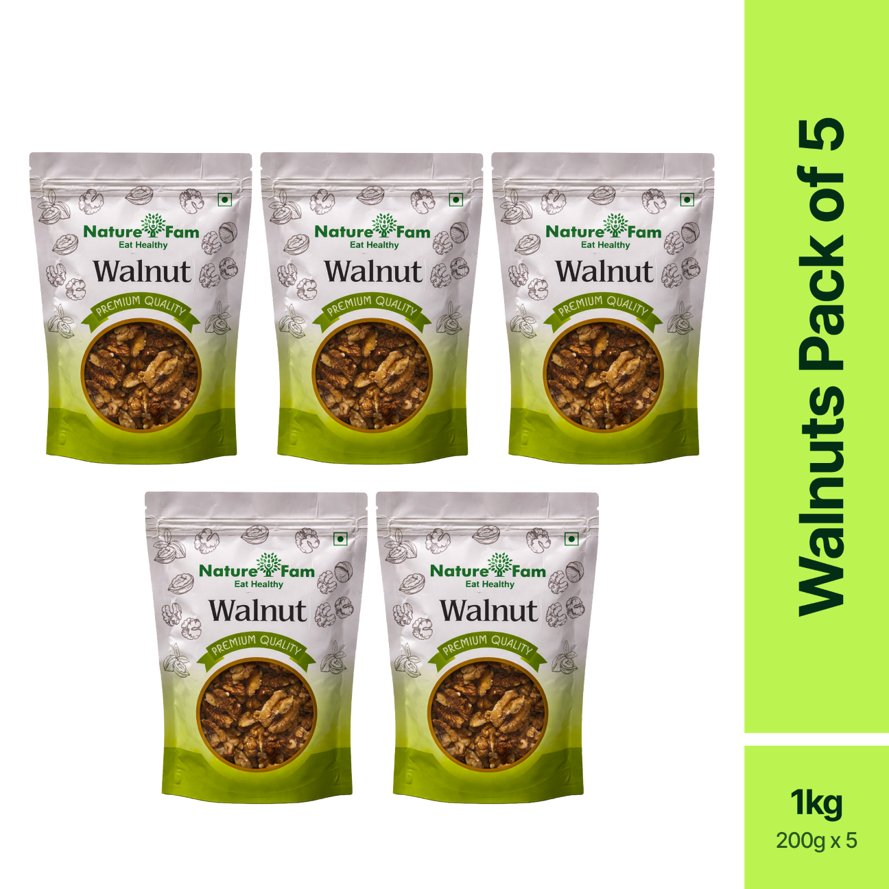 Naturefam Walnuts Pack of 5x200g (1kg)